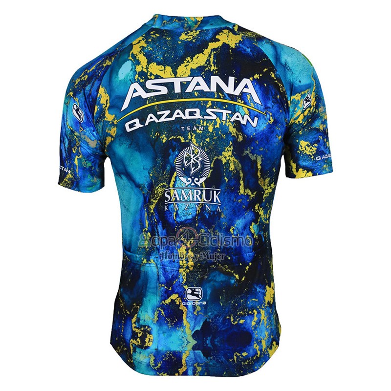 Astana Qazaqstan Team Ropa Ciclismo Culotte Corto 2023 Mangas Cortas Azul